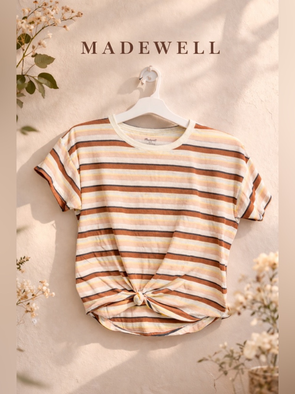 Madewell striped high low tee size Small